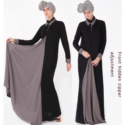 Muslimah hit color big swing Robes Musulmane Turkish Dubai fashion shirt collar Muslim Worship Service clothing wq1212 wholesale