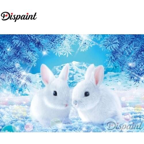 Dispaint Full Square/Round Drill 5D DIY Diamond Painting "Animal rabbit" Embroidery Cross Stitch 3D Home Decor A11844