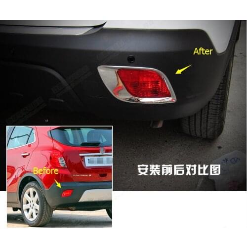 Lapetus Chrome Rear Tail Fog Lamps Lights Cover Trim 2 Piece Fit For Vauxhall / OPEL Mokka / BUICK ENCORE 2013 2014 2015 ABS