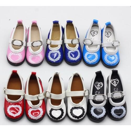 Pink Blue Black 1PCS PU Leather Heart Shoes For BJD SD DOD doll Fit 16inch 60cm SD dolls shoes