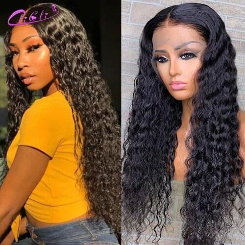 4x4 Water Wave Closure Wig Pre Plucked Bleached Knots Wigs Glueless Brazilian 30 Inch Wig 13x4 Curly Lace Front Human Hair Wig