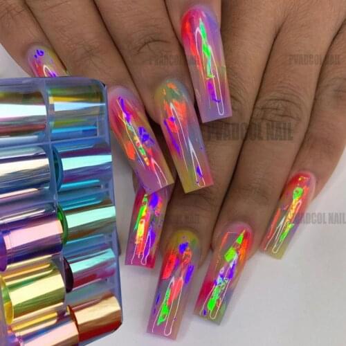 Luxury Nail Art Transfer Foil Sticker Decal Glass Broken Paper Acrylic Nail Tips Decoration