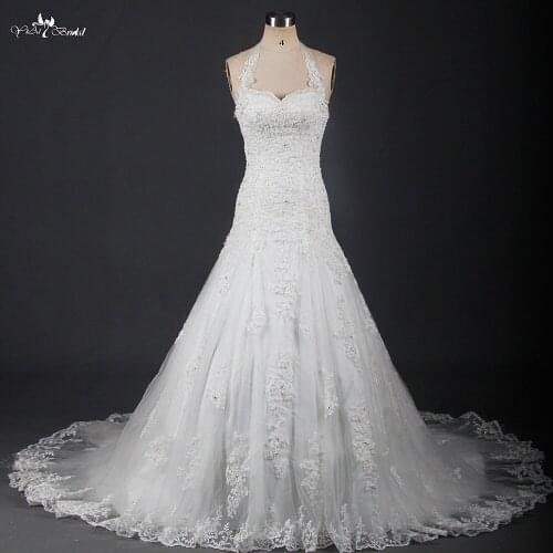 RSW911 Charming Applique Bridal Gowns Mermaid Lace Wedding Dresses Trumpet Vestidos De Noiva Court Train Casamento