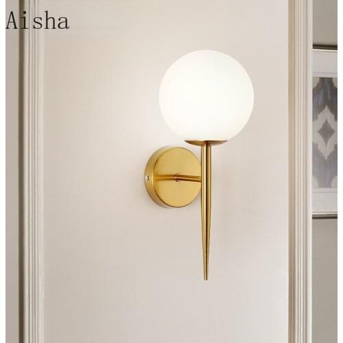 Modern Glass Ball Wall Lamp Is Suitable for Family Bedside Bedroom Corridor Bathroom Nordic Decorative Lamps Led Wall Lamp E27