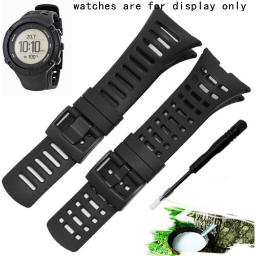 Special Inerface Silicone Strap Black Wristband Pin Buckle Replace Belt For Suunto Essential Outdoor Sport Rubber Watch Chain