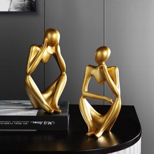 Home Decoration Resin Sculpture Thinker Small Ornaments Resin Statue Art European Style for Home Decor Office Shelf Desktop