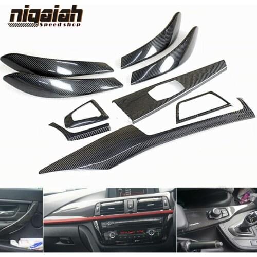 Carbon Fiber Door Handles Cover Panel Air Vent Gear Shift Knob Trim For BMW F30 F32 F33 F36 4-Door Car Styling Interior Parts