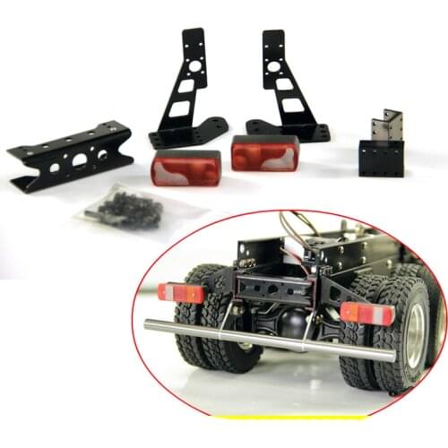 1/14 Tractor Trailer Tail Beam Metal Rear Bumper Tail Anti Collision Bracket with LED Lights for 1:14 Scania/BENS/MAN RC Trucks