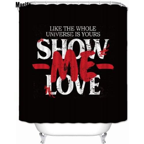 Musife Custom High Quality Letter Shower Curtain Waterproof Bathroom Polyester Fabric Bathroom Curtain