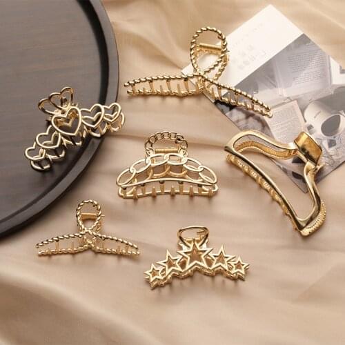 New 1Pc Fashion Simple Wild Geometric Hair Claw For Women Girls Clamps Hair Crab Metal Hair Clip Claw Accessories Headwear