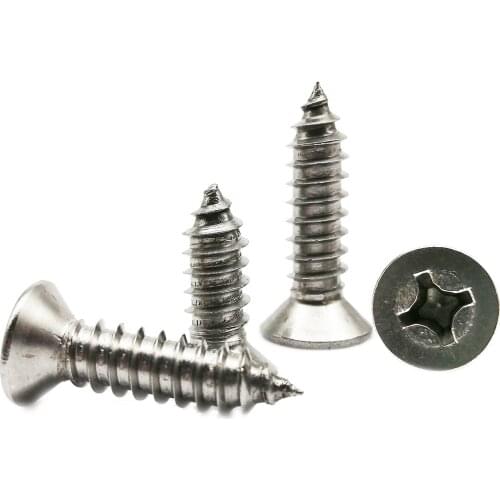 10/50pc M1 M1.2 M1.4 M2 M3 M4 M5 M6 Mini Small 304 Stainless Steel Cross Phillips Flat Countersunk Head Self Tapping Wood Screw