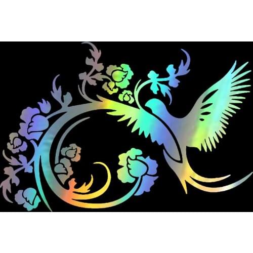 17.2cm*11.8cm Bird And Tide Flower Vinyl Vivid Delicate Car Stickers Beautiful Graphical Decals Design