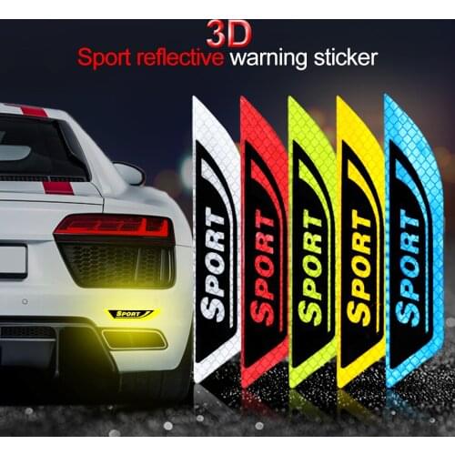 2Pcs Car Reflective Strips Car SPORT Letter Car Sticker Anti-Collision and Anti-Scratch Safety Warning Sticker Body Modification
