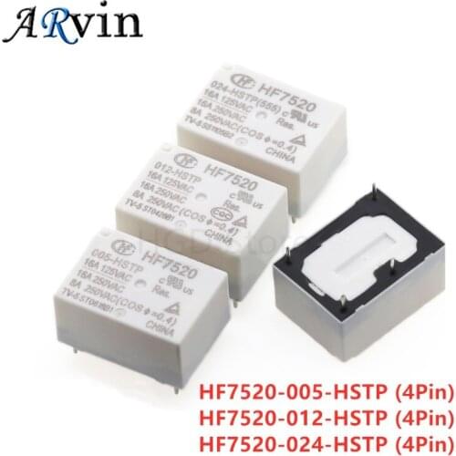 2PCS/Lot Relay HF7520-005-HSTP HF7520-012-HSTP HF7520-024-HSTP 5V 12V 24V 4PIN 16A
