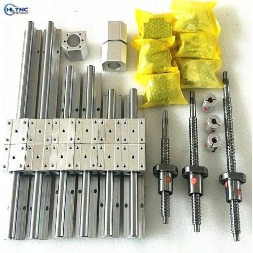 20mm linear guide rail 6 sets SBR20-300/600/1000mm+ballscrew RM1605 SFU1605-350/650/1050mm+DSG16H+BKBF12+couplers CNC parts