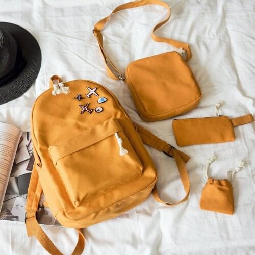 2019 Canvas Backpack 4 Pcs/set Women School Backpacks Schoolbag For Teenagers Man Student Book Bag Boys Satchel Mochilas