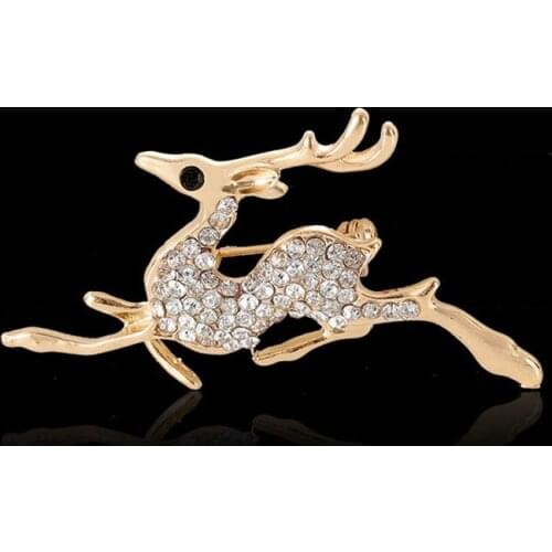 2021 Special Offer Hot Sale Edition Animal Sika Deer Guoling Needle Crystal Brooch Pin Type Corsage Classic Brooches Broches