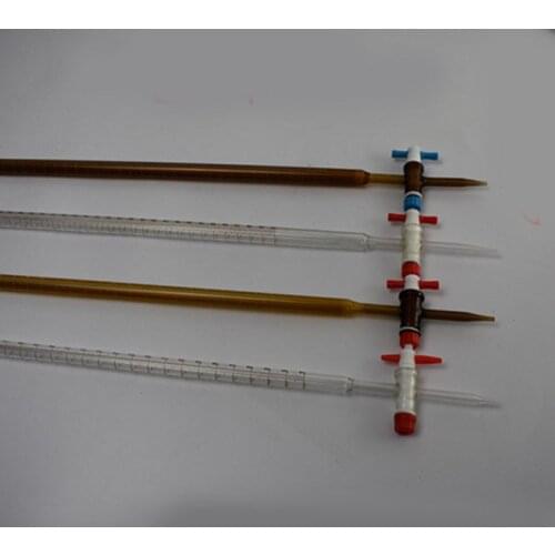 25ml/50ml transparent/brown burette PTFE acid base dual-use buret teaching chemistry equipment 2pcs set