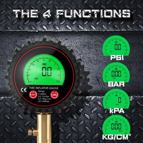 360 Degree Rotary Joint Type High Precision Dial Type Tire Pressure Gauge 3-200PSI Car Accessories