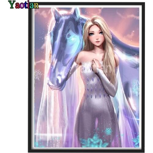 3D Diamond Painting Cartoon princess horse Cross Stitch Kits Diamond round 5D DIY Diamond Painting Embroidery Rhinestone Decor