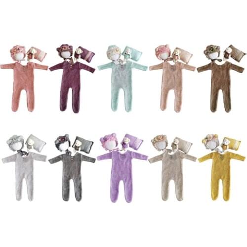 4 Pcs/Set Shooting Clothing Outfits Infants Hat Pillow Romper Jumpsuit Bear Doll Newborn Photography Props N17 20 Dropshipping