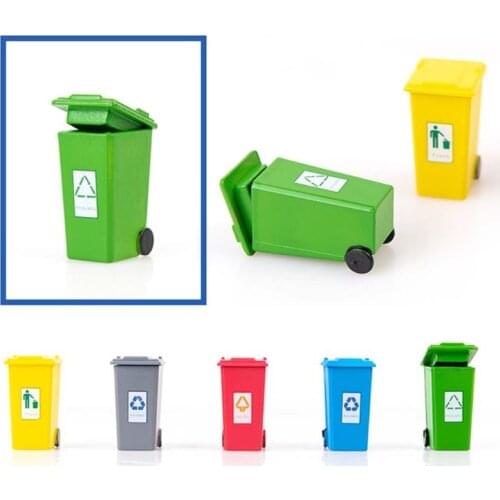 5 Pcs Kids Push Vehicles Toys Mini Garbage Trash Can Rubbish Bin Model Trucks Children Gifts