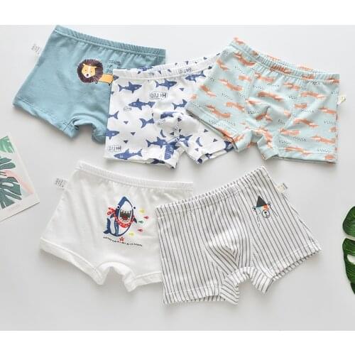 5Pcs/lot Girls Boys Cotton Boxer Briefs Girl Panties Boys Boxer Shorts Childrens Panties Kids Underwear For 2-14 Years BU045
