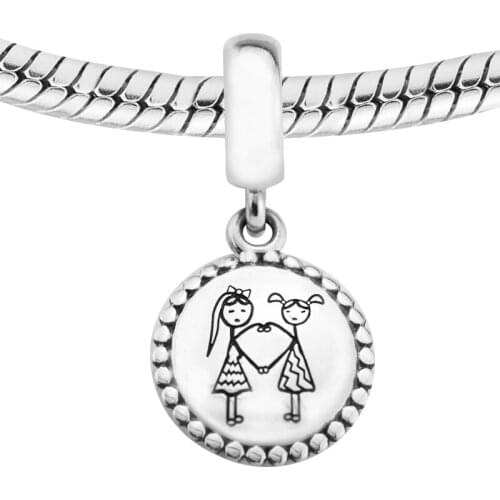 Beads FOR Jewelry Making DIY Sterling-Silver-Jewelry Besties Charm Bead Charms Silver 925 Berloque Perles Charm