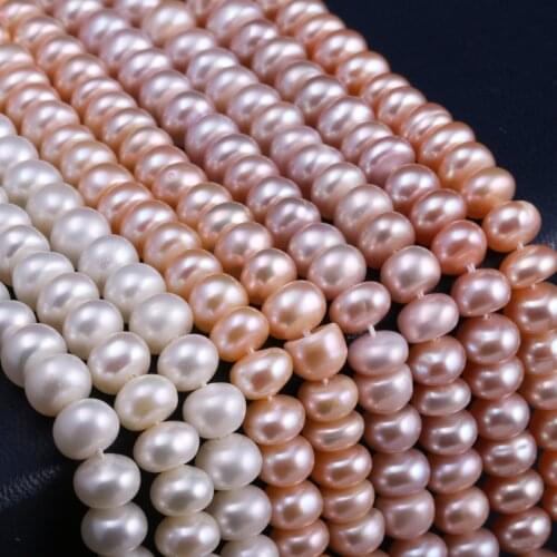 Natural Pearl Beads Polished Oblate Cultured Freshwater Pearl Necklace Accessories for Jewelry Making Bracelet Earrings Gift