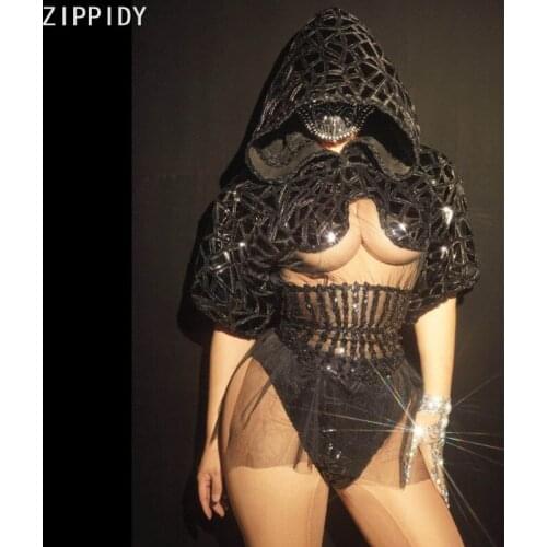 Black Sequins Shawl Shorts Belt Reflective Outfit Women Dance Rock Band DS Show Wear Prom Party Novelty Outfit Set