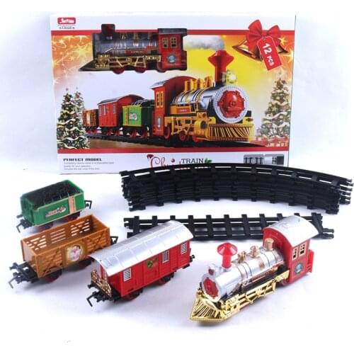 Christmas Electric Train Toy Children Racing Road Assembly Car Railway Train Set Rail Transportation Building Blocks Xmas Gifts