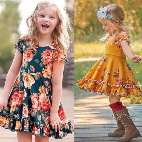 Toddler Kid Baby Girls Cotton Floral Summer Party Pageant Tutu Dress Sundress