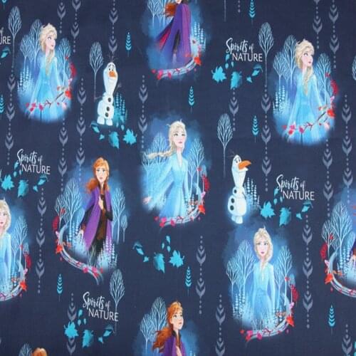 Disney Princess Anna Elsa Olaf Spirits of Nature 100% Cotton Fabric for Girl Clothes Hometextile Cushion Cover Needlework DIY