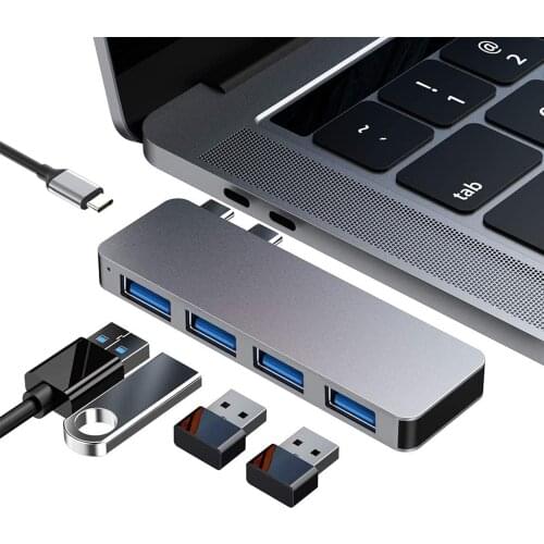 Dual Type-C Hub + USB3.0 + PD Charging 4K HD Docking Station MacBook Converter USB Hub