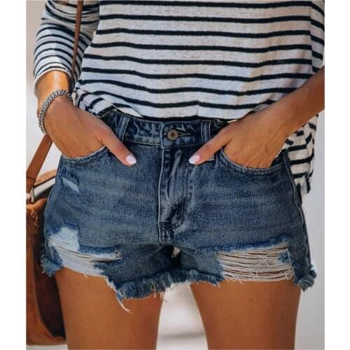 Y2k Denim Shorts Elastic Casual Hole Tassel Jeans High Waisted Pants Solid Color Fashion Button Summer Denim Shorts джинсы