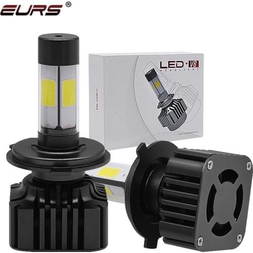 EURS 4sides Led Headlight H4 H7 Led Bulbs H1 HB3 HB4 12V 9600LM Led light 3000K 6000K 8000K Fog Light COB Car Headlight Lamp V8