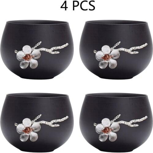Purple Clay Master Cup Ceramic Household Japanese Kung Fu Tea Set Inlaid Plum Large TeaCup Maple Leaf Individual Single Cup 4PCS