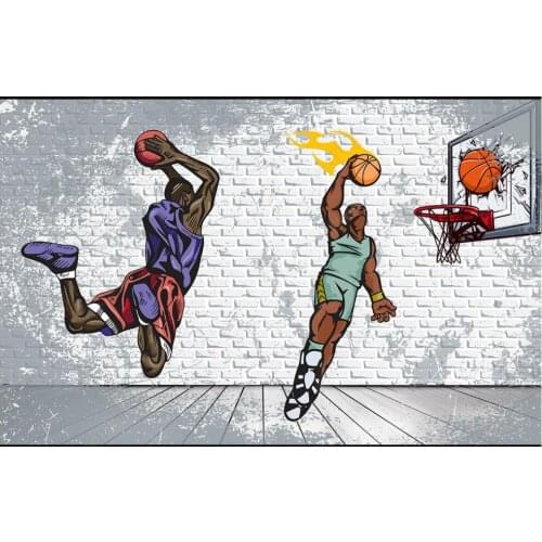 Wallpaper photo 3 d custom mural Nostalgic Brick Wall Basketball Dunk KTV home decor living room Wallpaper for walls 3d in rolls