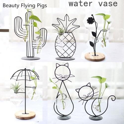 Home Party Decoration Vase Abstract Black Lines Minimalist Abstract Iron Vase Dried Flower Vase Racks Nordic Flower Ornaments