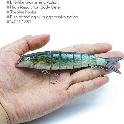Hanlin 14cm/26g Sinking Multiple colour Minnow Swimbait Wobbler Jointed Fishing Lures Hard Minnow Tackle Artificial Bait Fishing