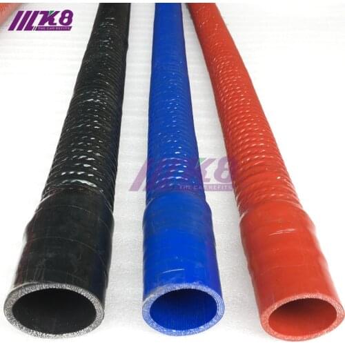 ID:100MM 110MM replace auto bend silicone tube hose rubber steel tube pipe (Length: 400mm500MM 600MM 800MM) Red/Blue/Black