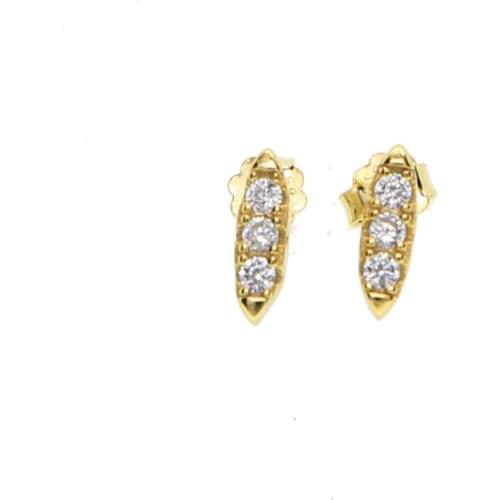 Delicate 925 sterling silve jewelry wholesale three cz bar dainty bar 925 silver yong girl simple multi hole tiny earring
