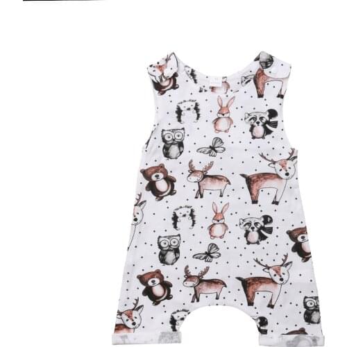 Animal Print Romper Summer Toddler Baby Girls Boys Clothes Sleeveless Cotton Jumpsuits Cotton Romper Outfit 0-24M