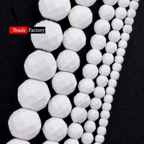 Natural Stone White Faceted Nanotech Rubber Hematite Minerals Beads For Jewelry Making Round Beads For Bracelet Necklace 15"