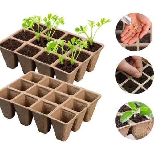 Hot Selling 10pcs Seedling Starter Tray Plant Germination Box Organic Seed Nursery Cup Pot