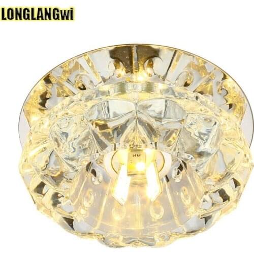 3W Mini Crystal Ceiling Light Aisle Porch Corridor Light Lamp Cristal Lustres Dia 10cm Stair Flush Mount Crystal Lighting