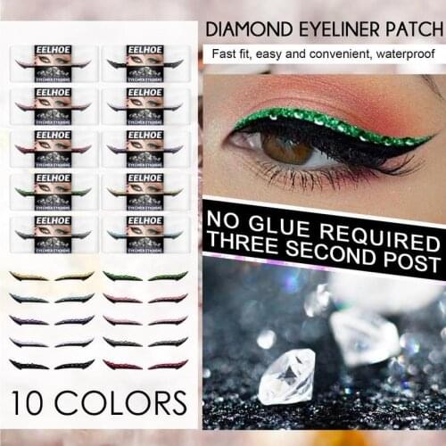 Eyeliner Eyelash Stickers Reusable Waterproof Self-Adhesive Eyeliner Stickers Diomand Glitter Shiny Eyeliner Stickers 10 Colors
