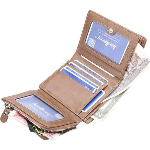 Men Wallet Leather Short Wallets Male Multifunctional Male Purse Coin Pocket Card Holder Black Purse Coffee Money Portomonee