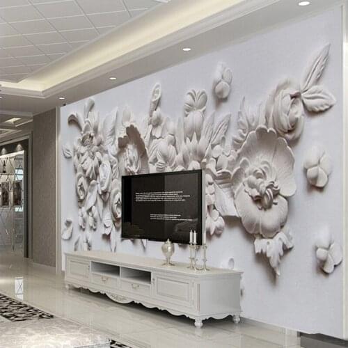 Custom Mural Wall Cloth European Style 3D Stereoscopic Relief Flower Bedroom Living Room TV Background Art Wall Painting Modern