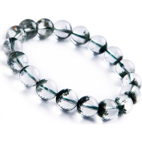 Genuine Natural Green Phantom Quartz Bracelets For Women Healing Crystal Stretch Round Bead Bracelet 11mm